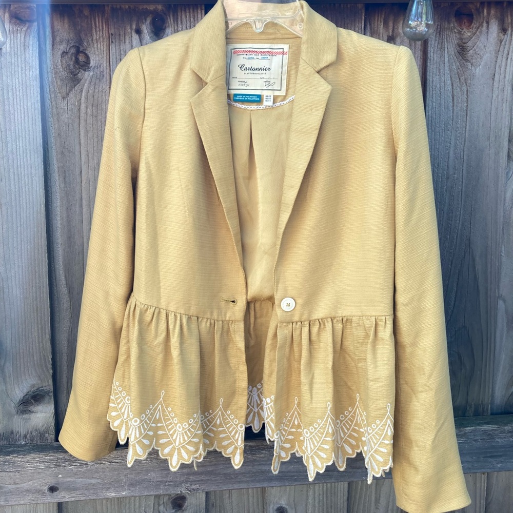 Yellow Embroidered Blazer